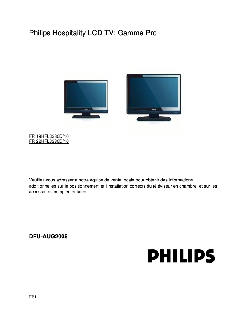 Page n°1 - Manuel utilisateur Philips 22HFL3330D