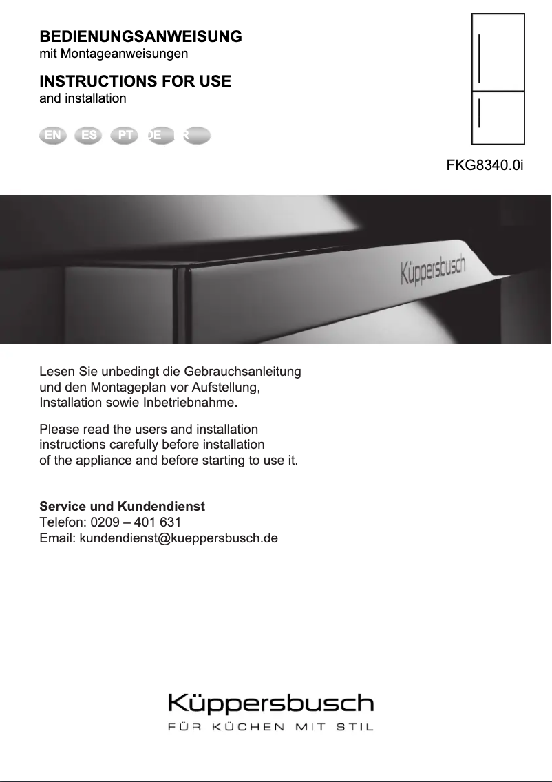 Page n°1 - Manuel utilisateur Küppersbusch FKG8340.0i