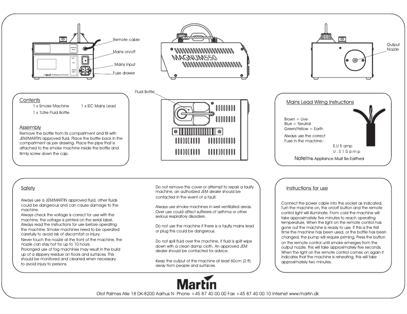 Page n°1 - Manuel utilisateur Martin Magnum 550