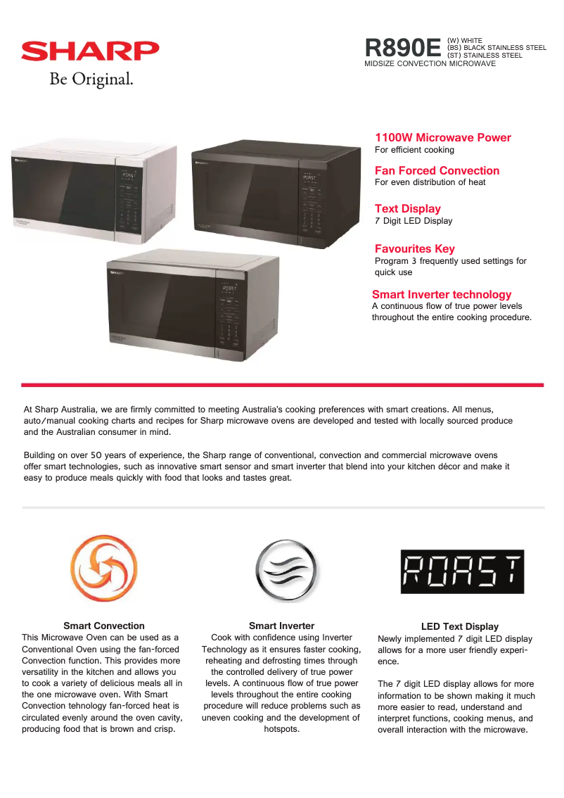 Page n°1 - Fiche technique Sharp R-890E