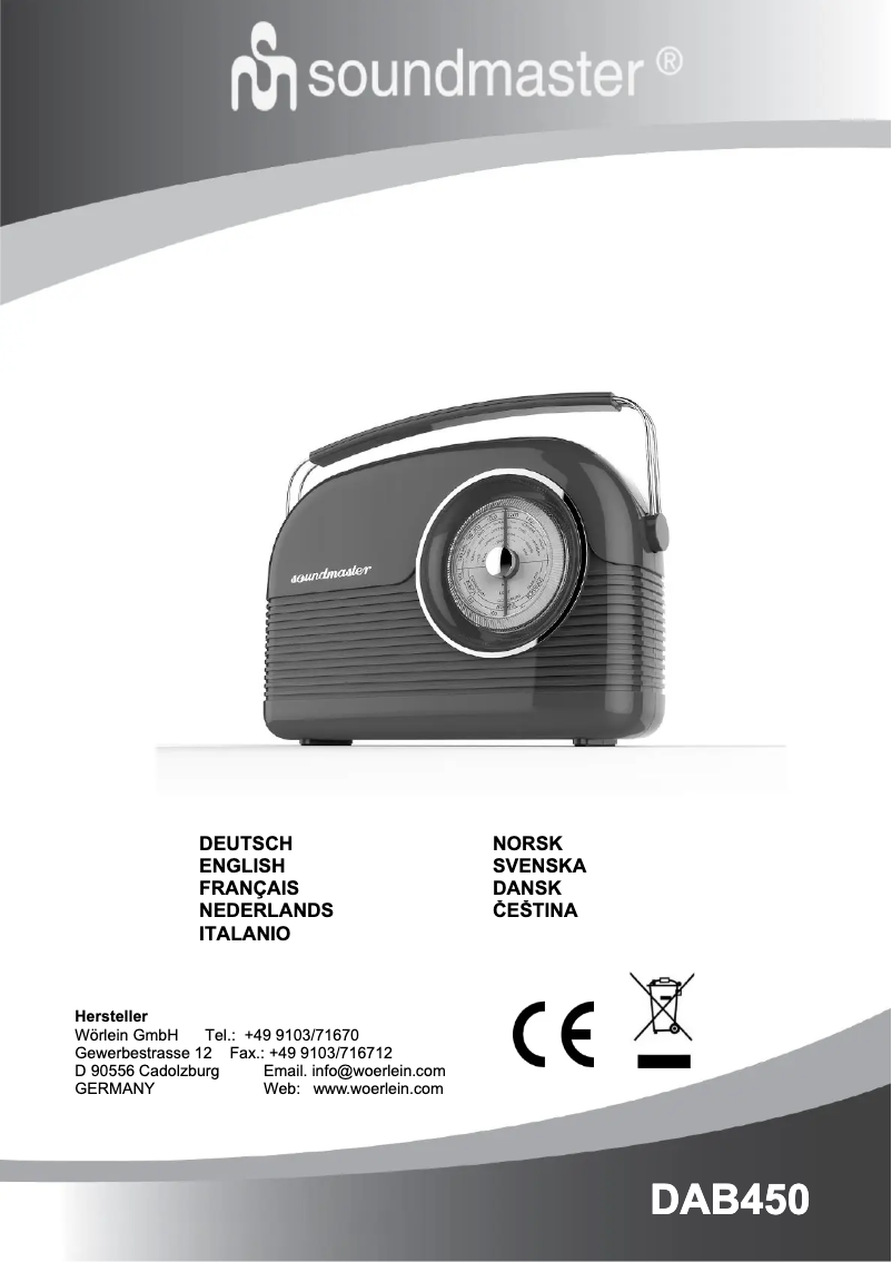 Page 1 de la notice Manuel utilisateur Soundmaster DAB450