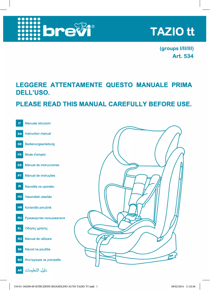 Page 1 de la notice Manuel utilisateur Brevi TAZIO Isofix tt