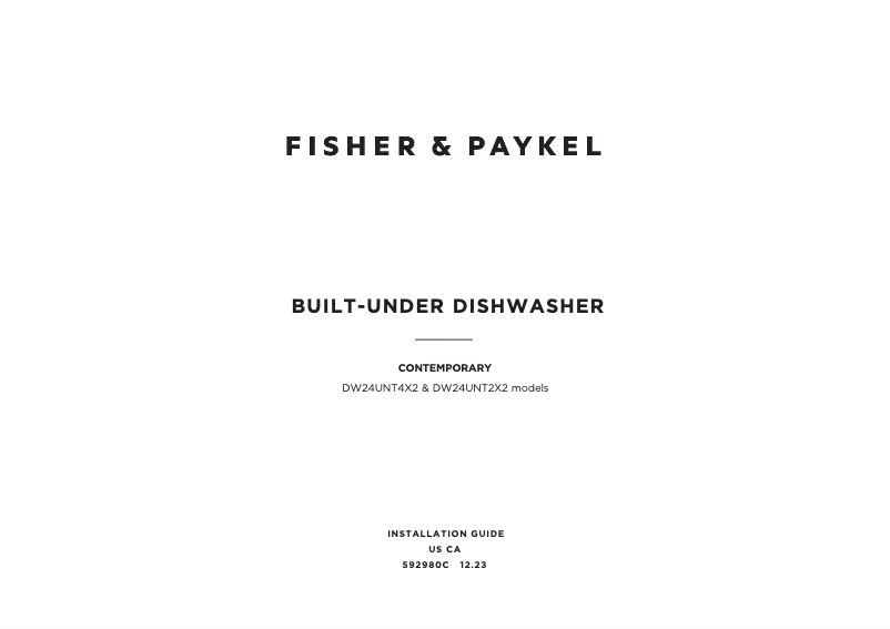 Page 1 de la notice Guide d'installation Fisher & Paykel DW24UNT4X2