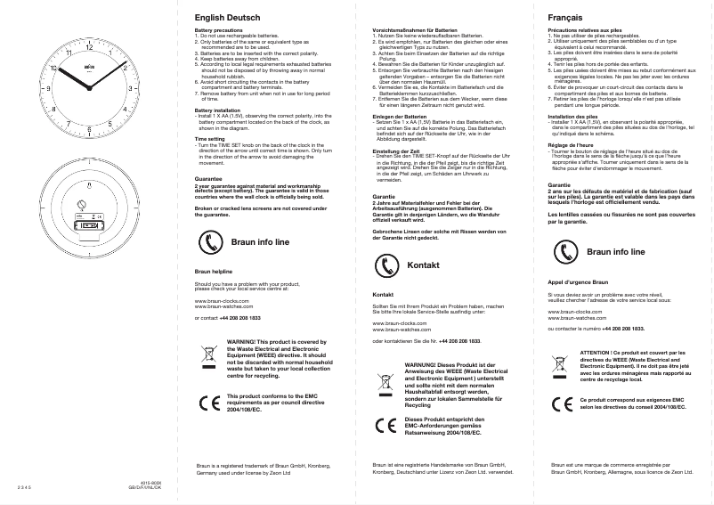 Page 1 de la notice Manuel utilisateur Braun BNC 006
