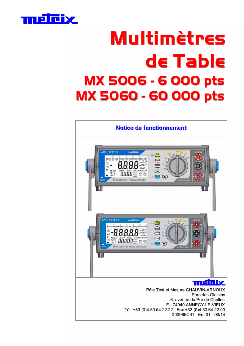 Image de la première page du manuel de l'appareil MX5006