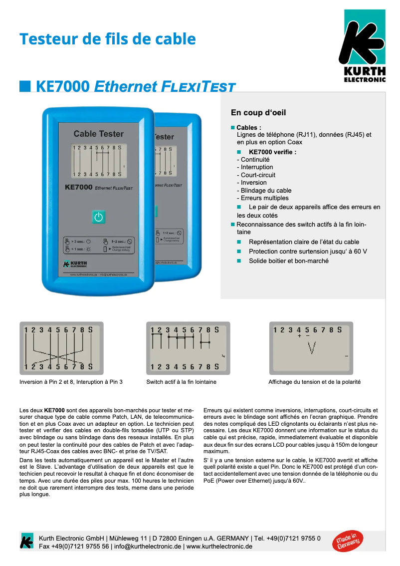 Page n°1 - Manuel utilisateur Kurth Electronic KE7000