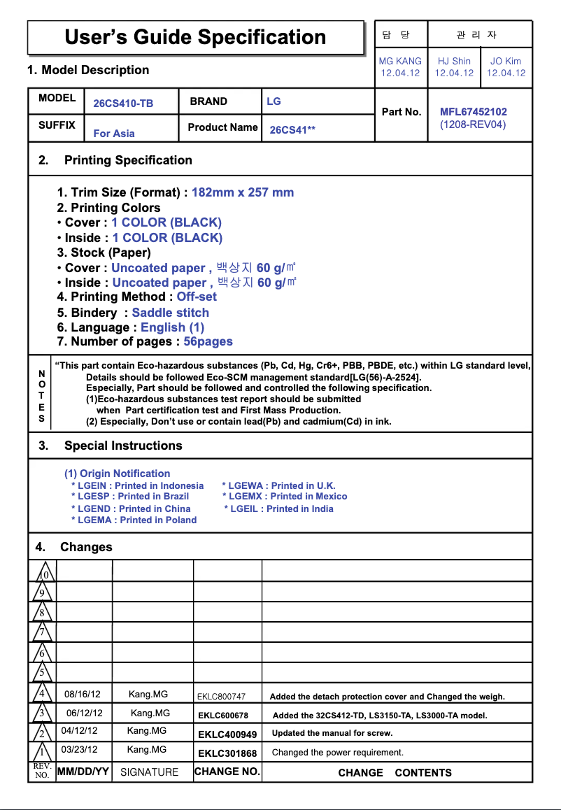 Página 1 del manual Manual de usuario LG 32LS3000