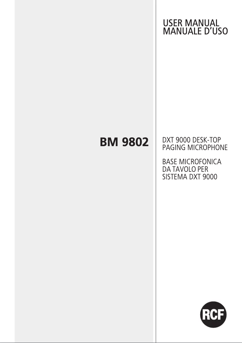 Página 1 del manual Manual de usuario RCF BM 9802
