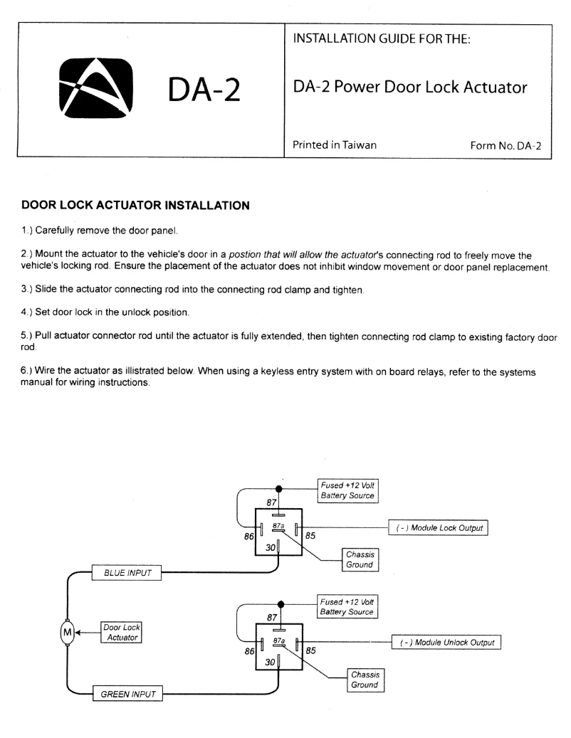 Page 1 de la notice Manuel utilisateur Code Alarm DA2