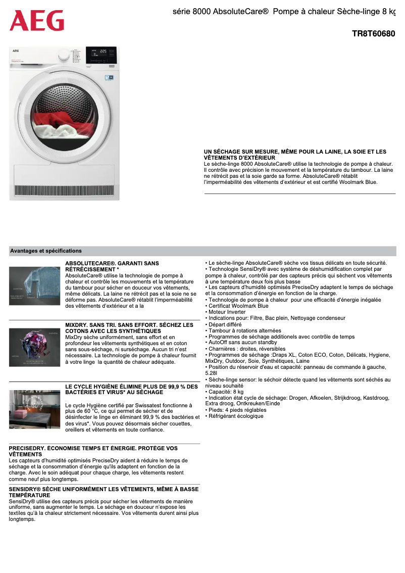 Image de la première page du manuel de l'appareil TR8T60680