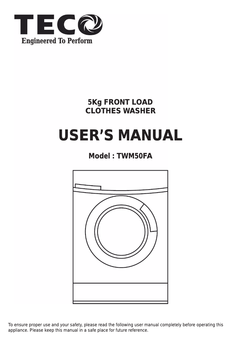 Page 1 de la notice Manuel utilisateur Teco TWM50FA