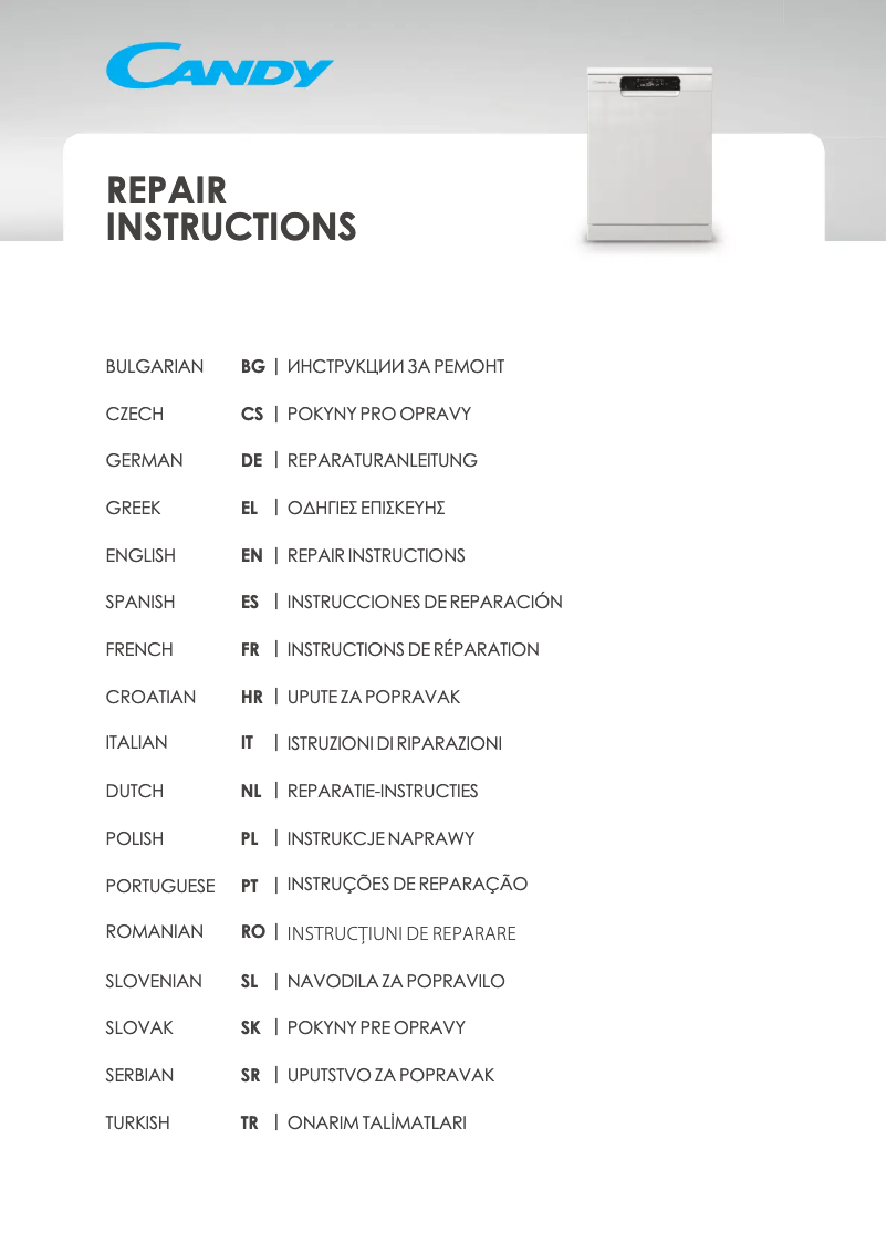 Page 1 de la notice Manuel utilisateur Candy CDPN 4S603PX-19