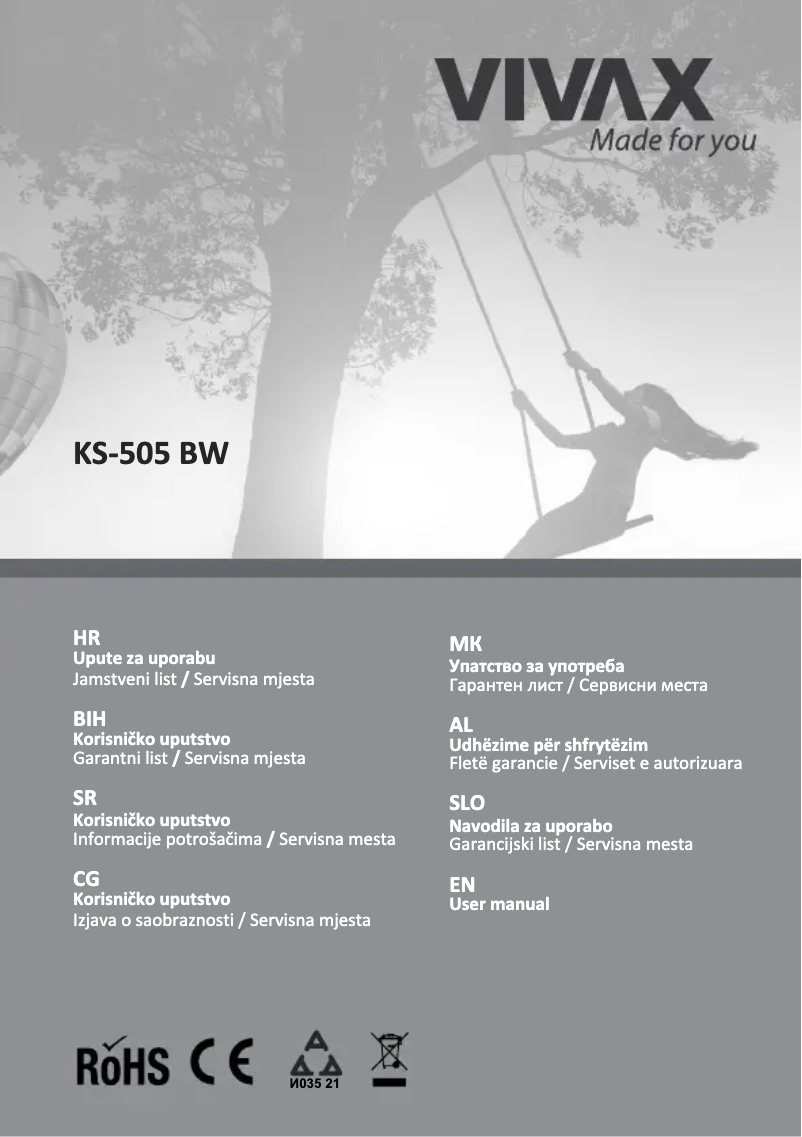 Page 1 de la notice Manuel utilisateur Vivax KS-505BW