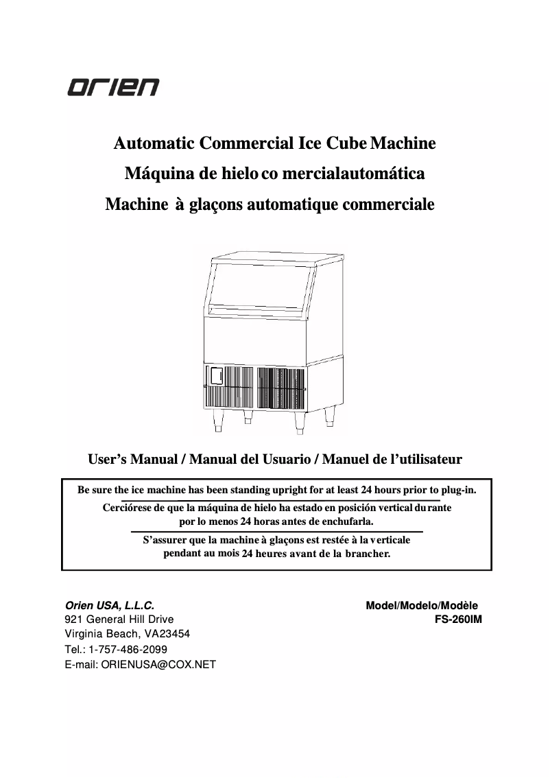 Page n°1 - Manuel utilisateur Orien FS-260IM