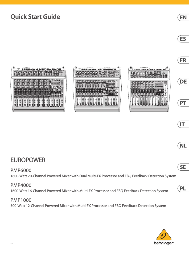 Page 1 de la notice Guide de démarrage rapide Behringer Europower PMP1000