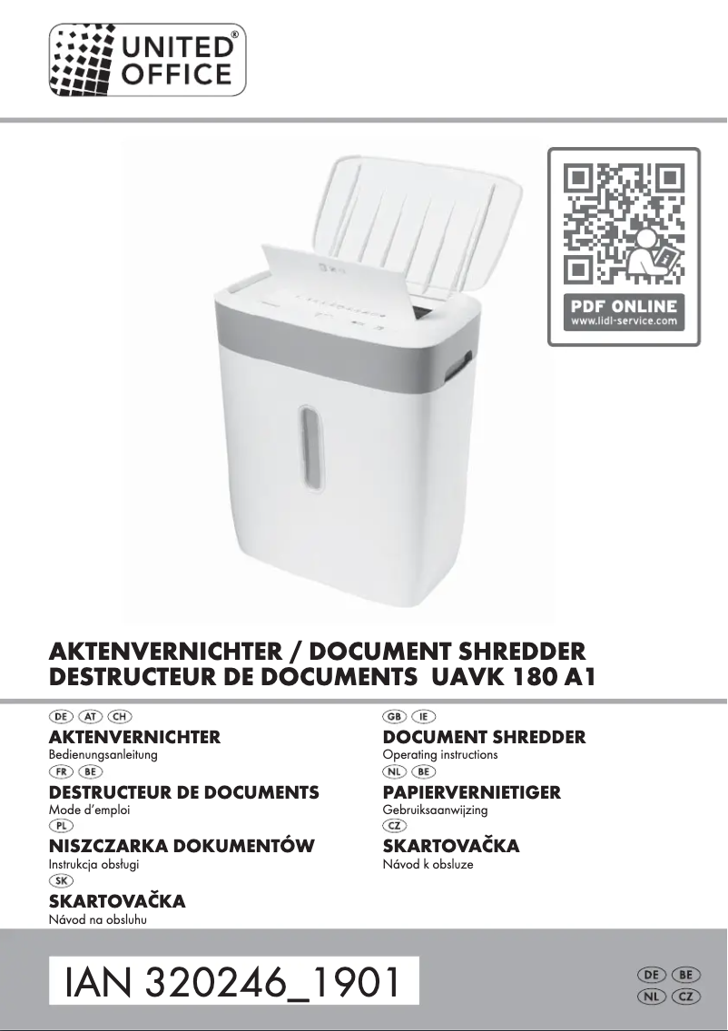 Page n°1 - Manuel utilisateur United Office UAVK 180 A1