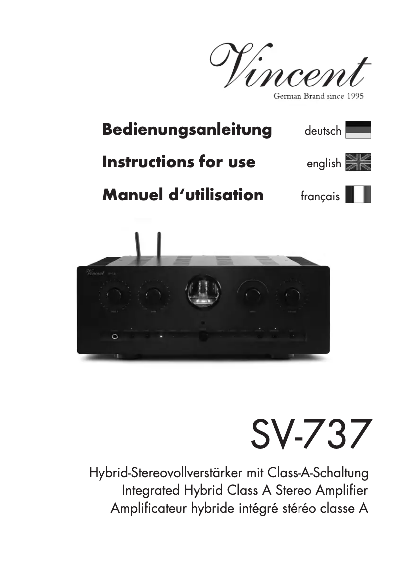 Page 1 de la notice Manuel utilisateur Vincent SV-737