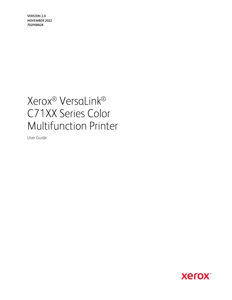 Page 1 de la notice Manuel utilisateur Xerox VersaLink C7125