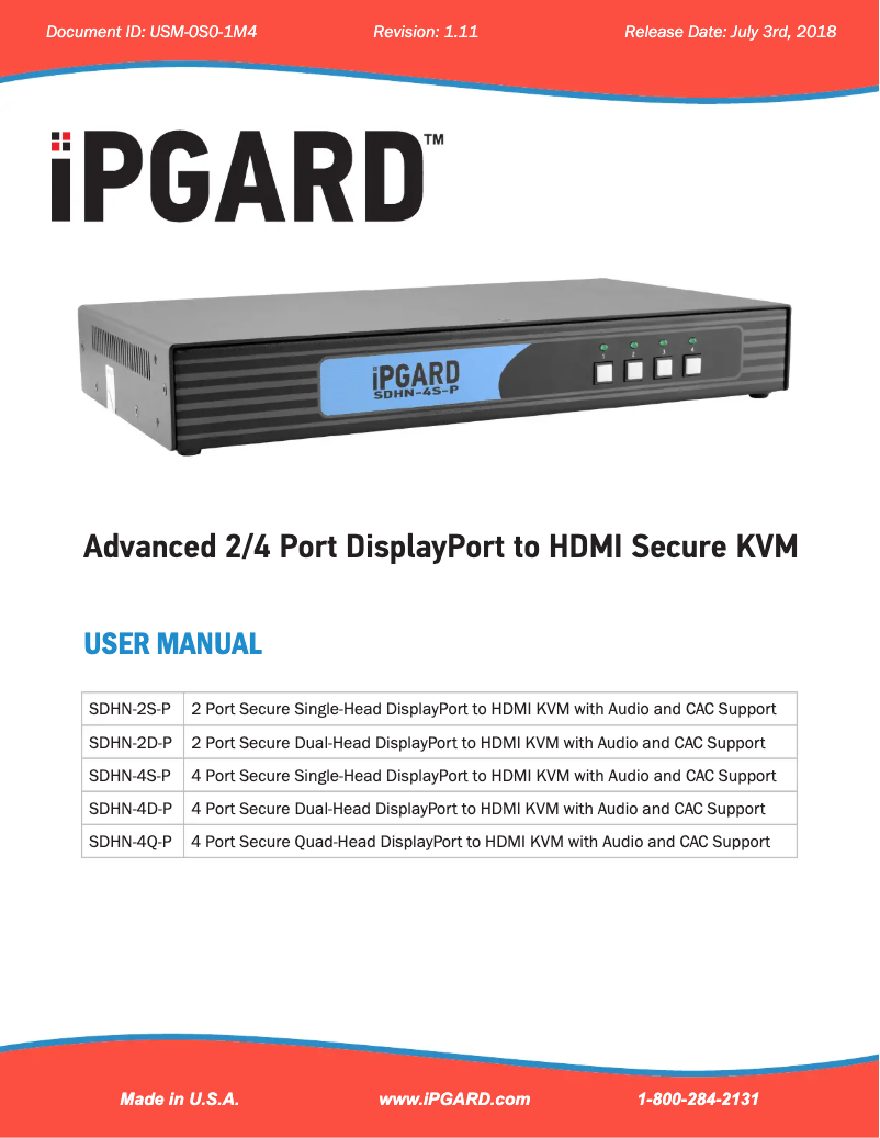 Page n°1 - Manuel utilisateur iPGARD SDHN-2D-P