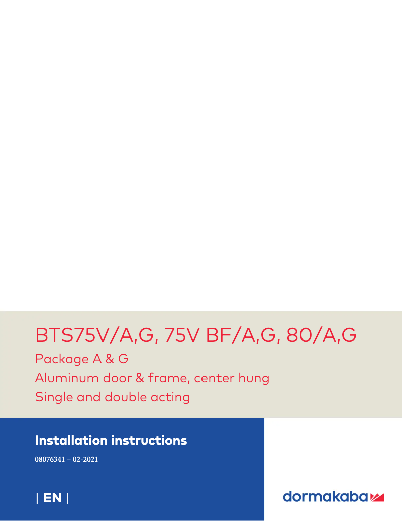 Page n°1 - Manuel utilisateur Dormakaba BTS75V