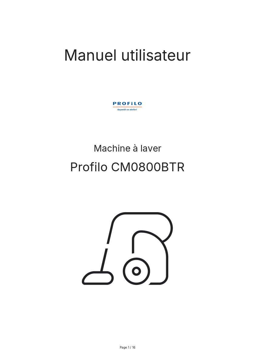 Page n°1 - Manuel utilisateur Profilo CM0800BTR