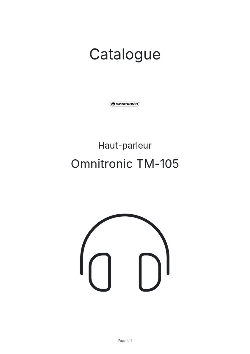 Page n°1 - Catalogue Omnitronic TM-105