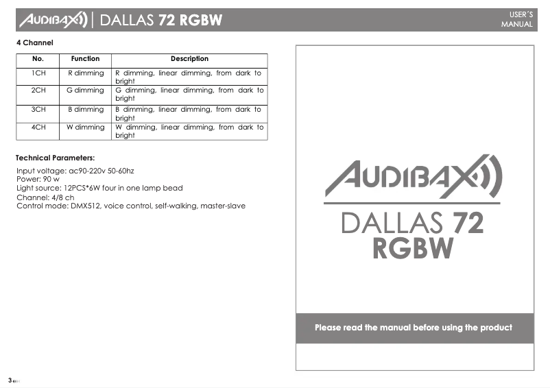Image de la première page du manuel de l'appareil Dallas 72