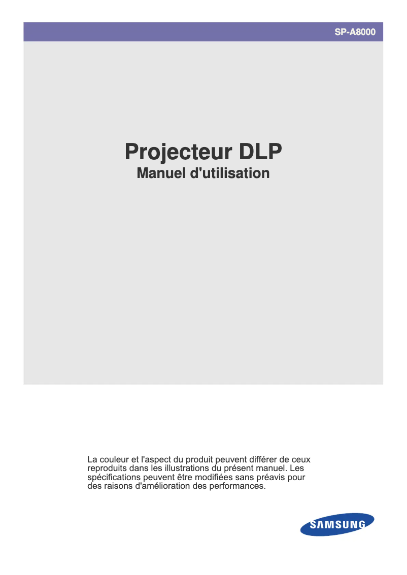 Page n°1 - Manuel utilisateur Samsung SP-A8000