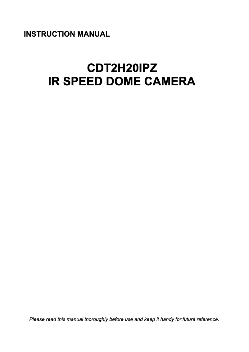 Page n°1 - Manuel utilisateur Costar CDT2H20IPZ