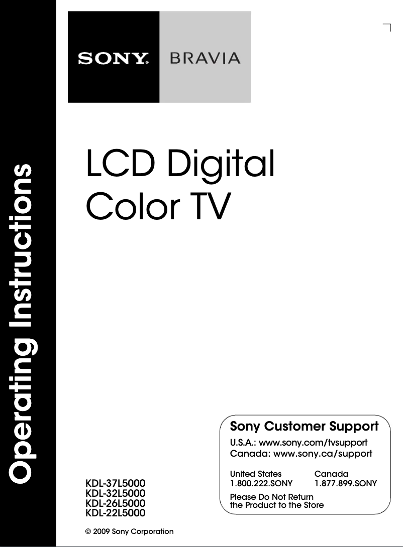 Page n°1 - Manuel utilisateur Sony Bravia KDL-32L5000