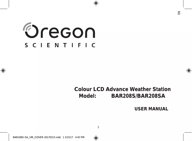 Page 1 de la notice Manuel utilisateur Oregon Scientific BAR 208S