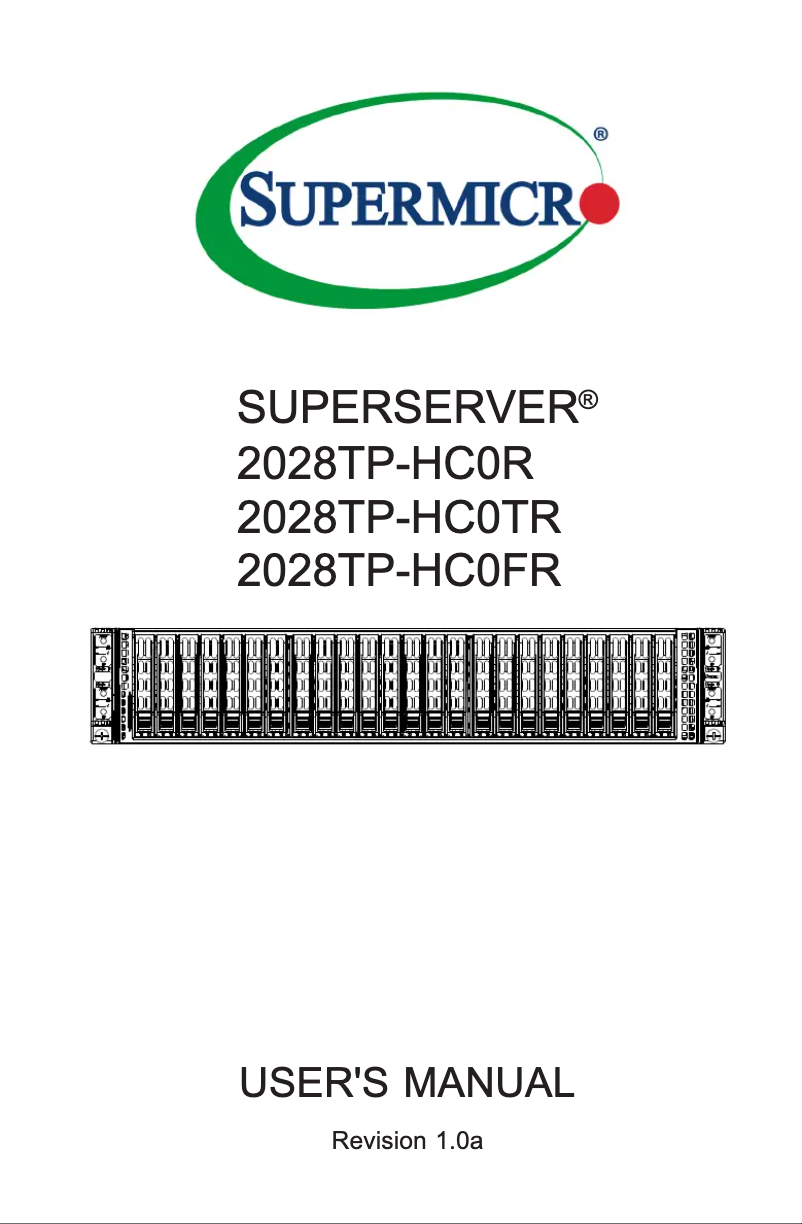 Page 1 de la notice Manuel utilisateur Supermicro SuperServer 2028TP-HC0R