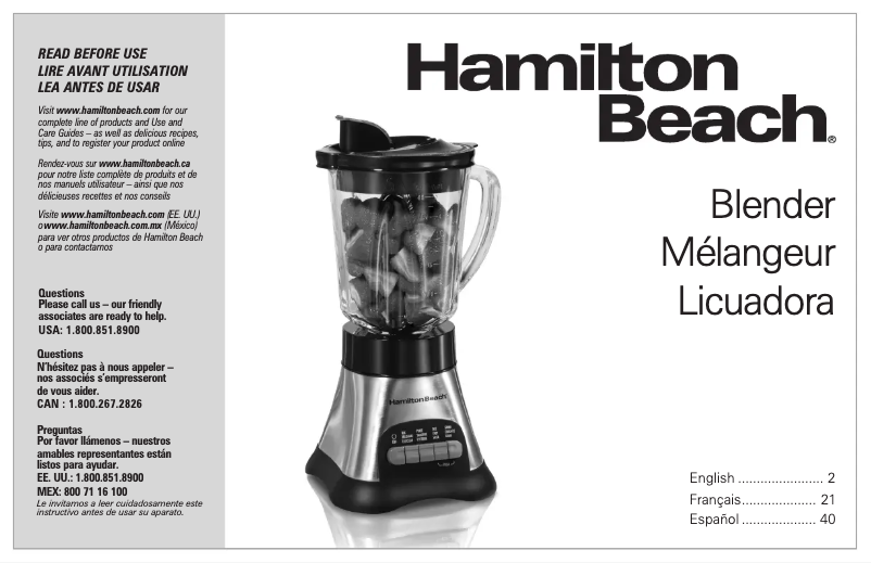 Page n°1 - Manuel utilisateur Hamilton Beach 58163