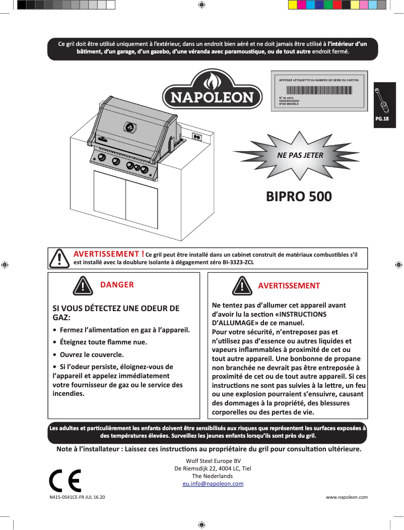 Page n°1 - Manuel utilisateur Napoleon BIPRO 500