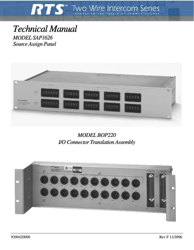 Page 1 de la notice Manuel utilisateur RTS SAP-1626