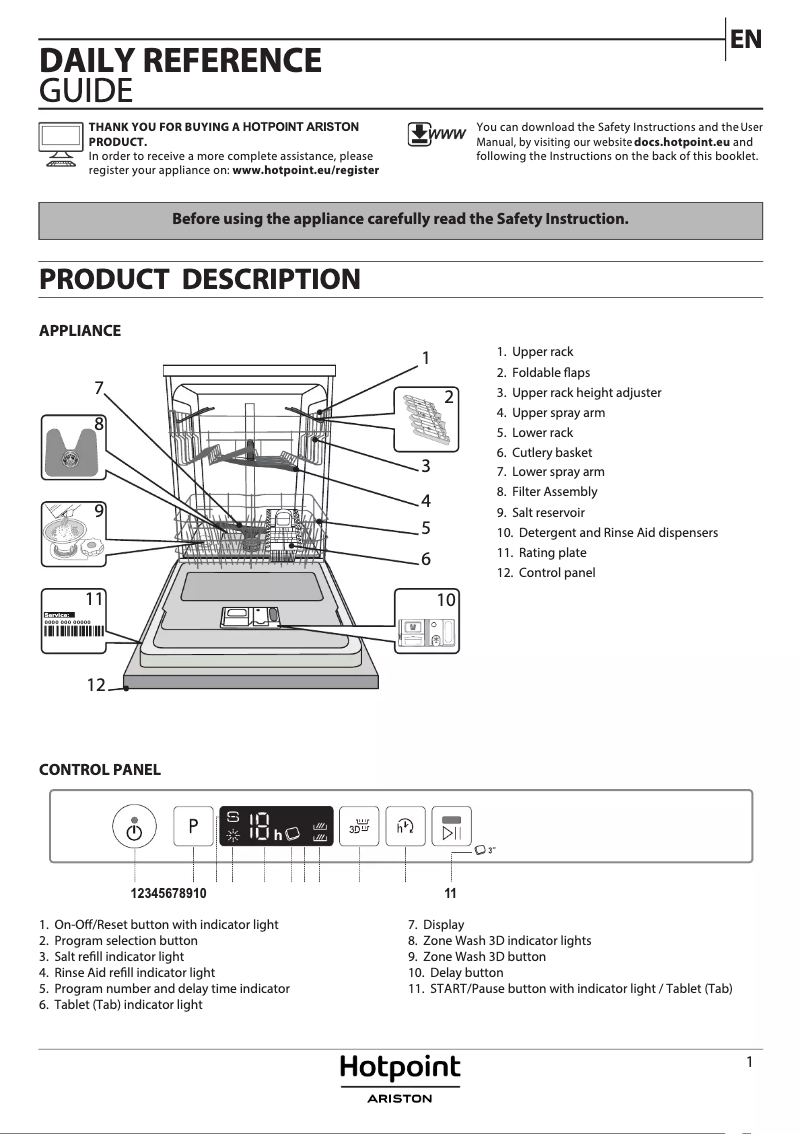 Page n°1 - Manuel utilisateur Hotpoint HIC 3C26 CW