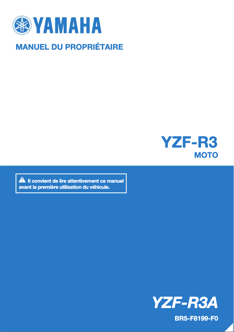 Page 1 de la notice Manuel utilisateur Yamaha YZF-R3 (2018)