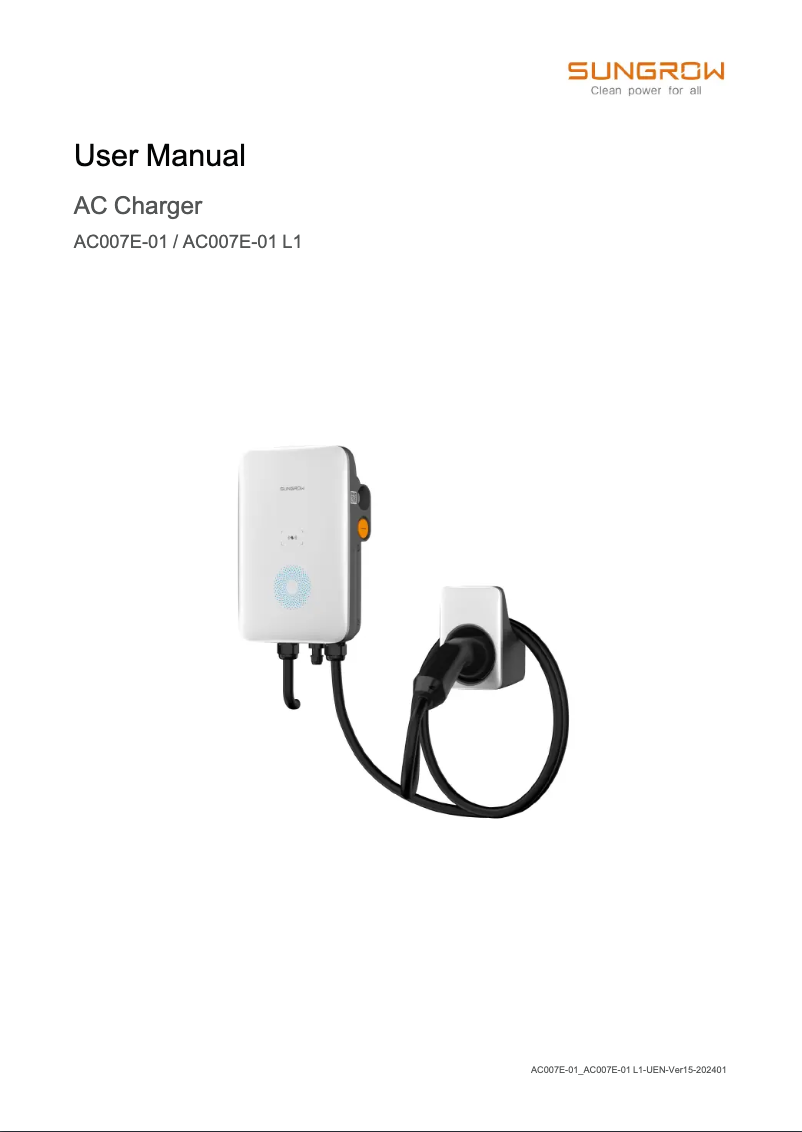 Página 1 del manual Manual de usuario Sungrow AC011E-01 L1