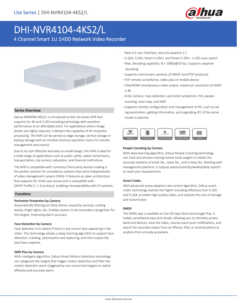 Image de la première page du manuel de l'appareil NVR4104-4KS2/L