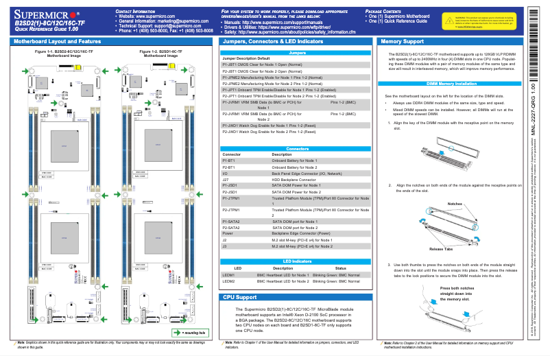 Page n°1 - Guide de démarrage rapide Supermicro B2SD2-12C-TF