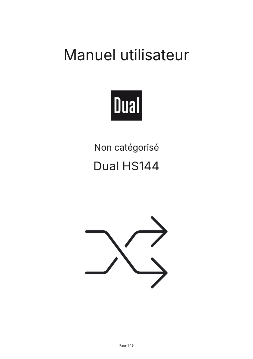 Page n°1 - Manuel utilisateur Dual HS144