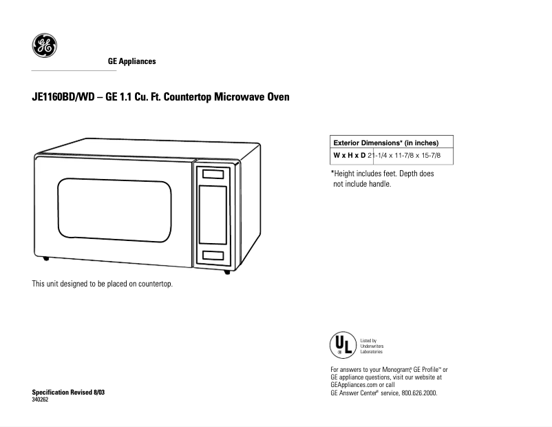 Image de la première page du manuel de l'appareil JE1160BD