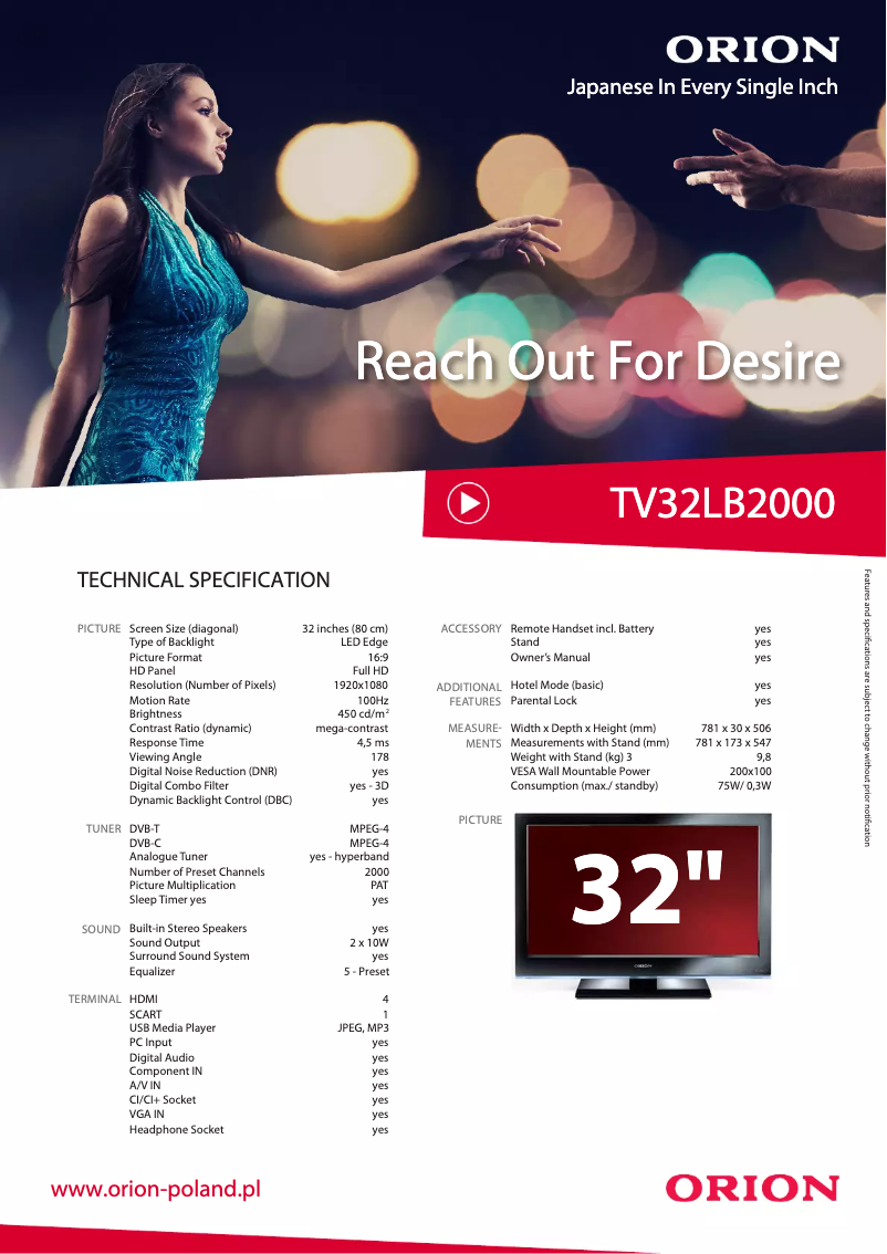 Image de la première page du manuel de l'appareil TV32LB2000