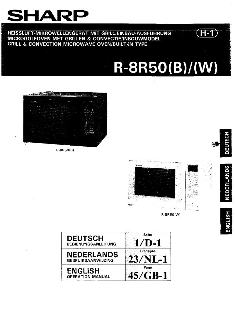 Page n°1 - Manuel utilisateur Sharp R-8R50W
