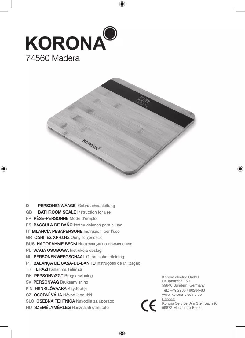 Image de la première page du manuel de l'appareil Madera 74560