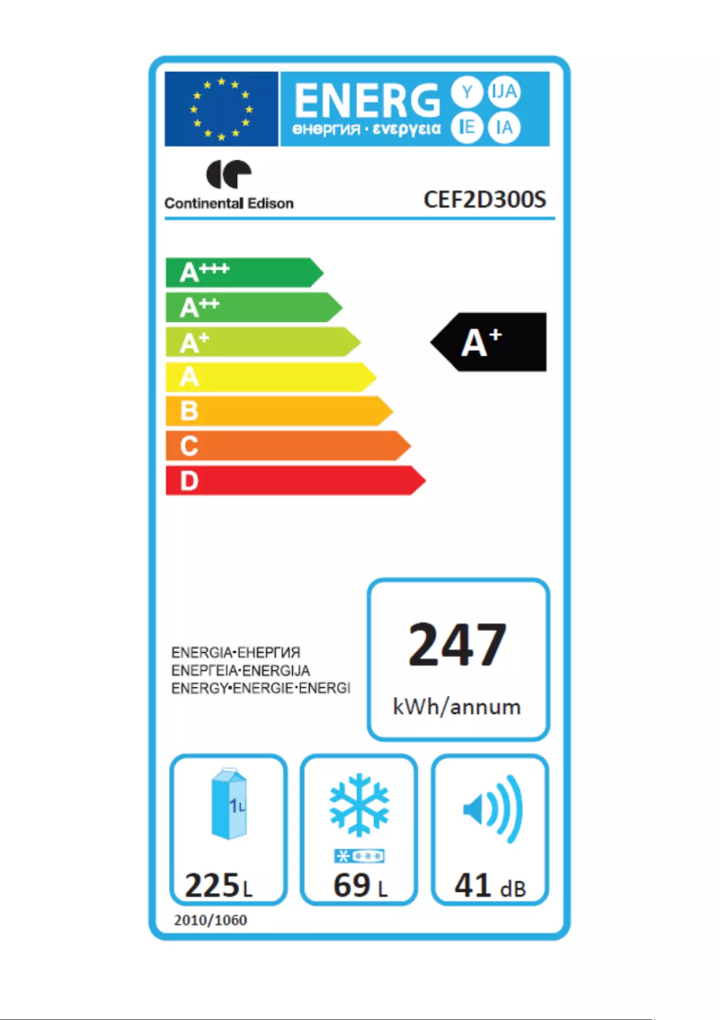 Page n°1 - Label énergétique Continental Edison CEF2D300S