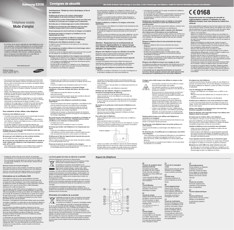 Image de la première page du manuel de l'appareil GT-E2530