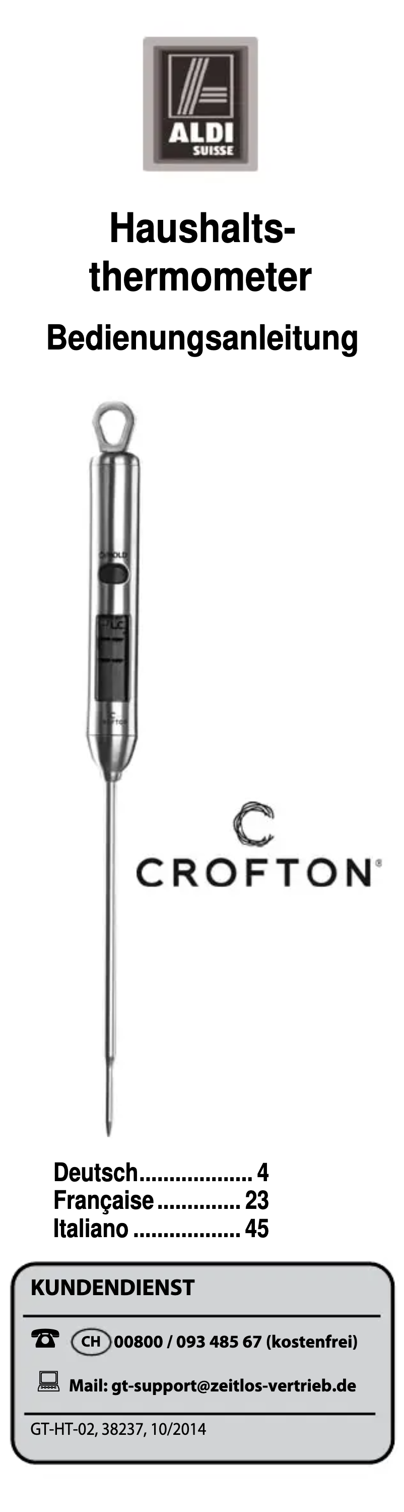 Page n°1 - Manuel utilisateur Crofton GT-HT-02