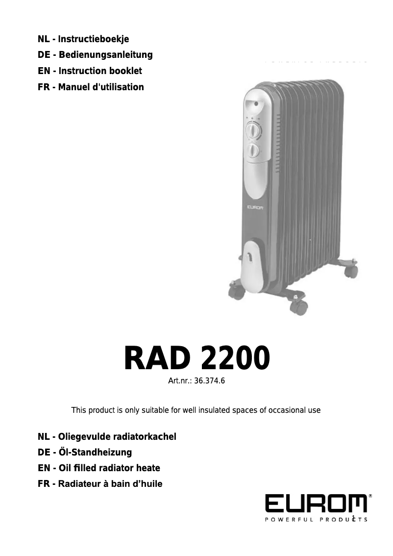 Página 1 del manual Manual de usuario Eurom Rad 2200