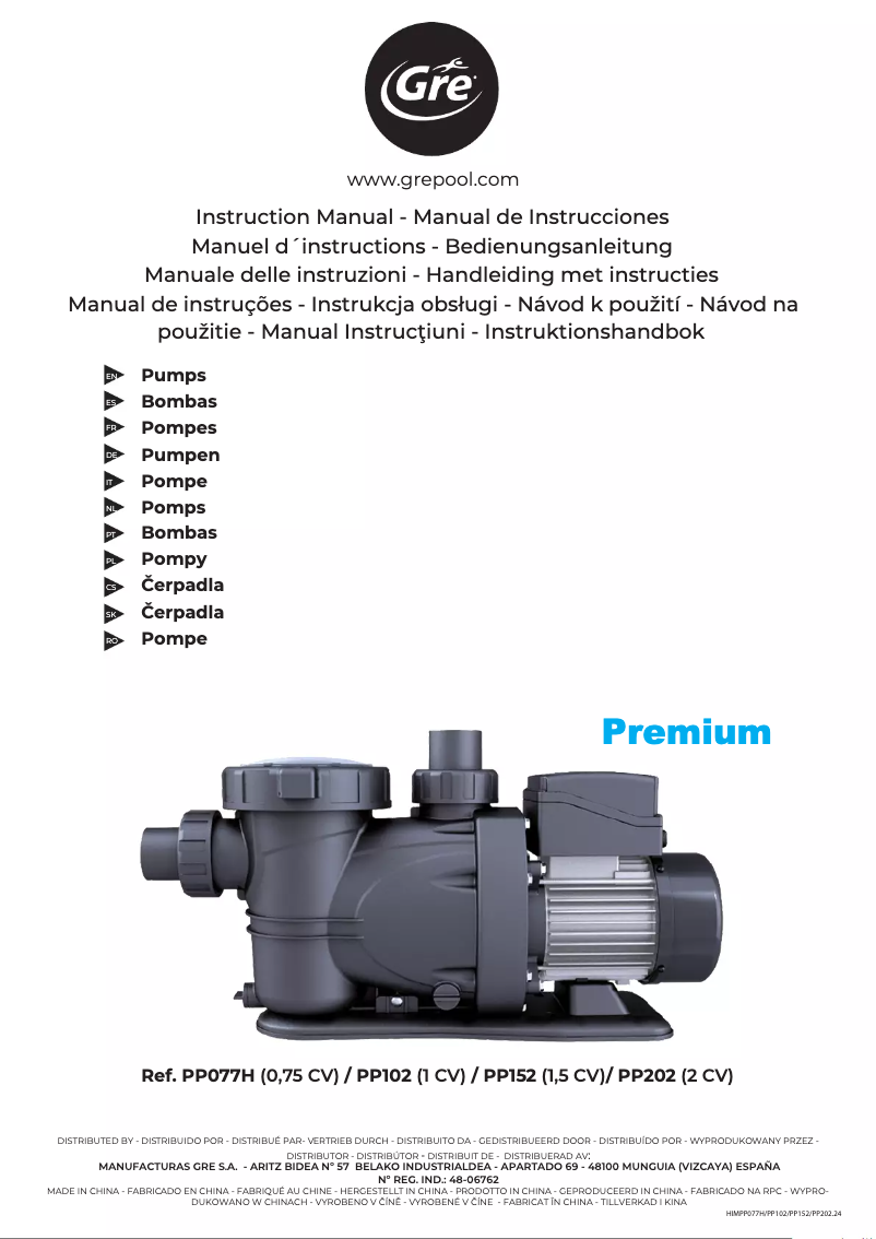Page 1 de la notice Manuel utilisateur Gre PP201
